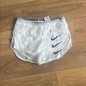 Nike White Athletic Shorts with Gray Accents